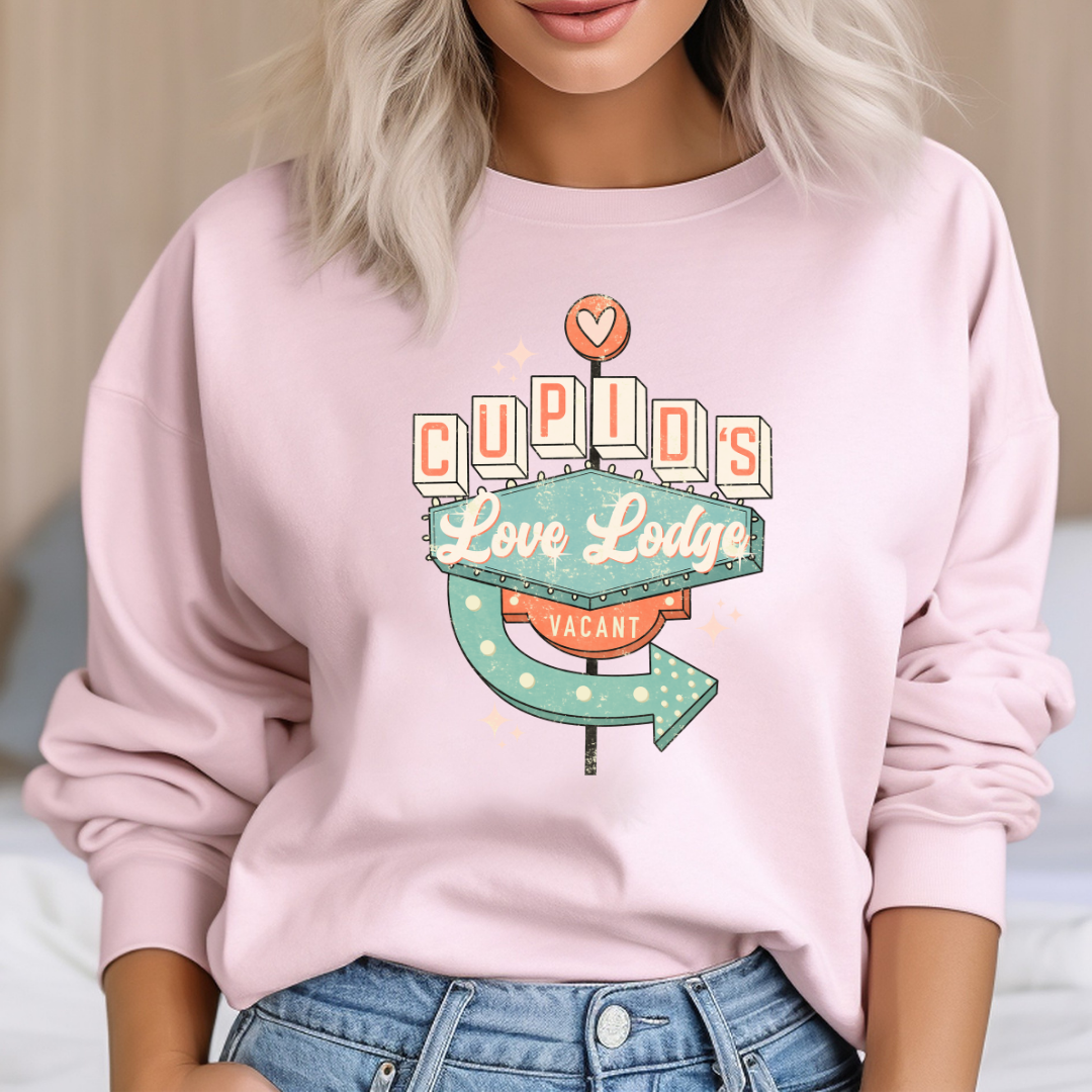 Cupids love lodge ladies crewneck sweatshirt