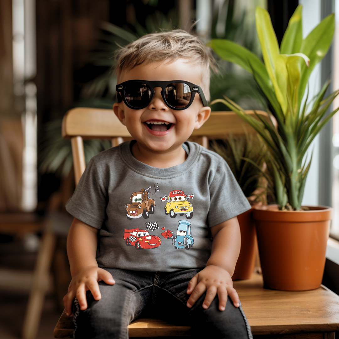 Valentine cars kids Tee shirt