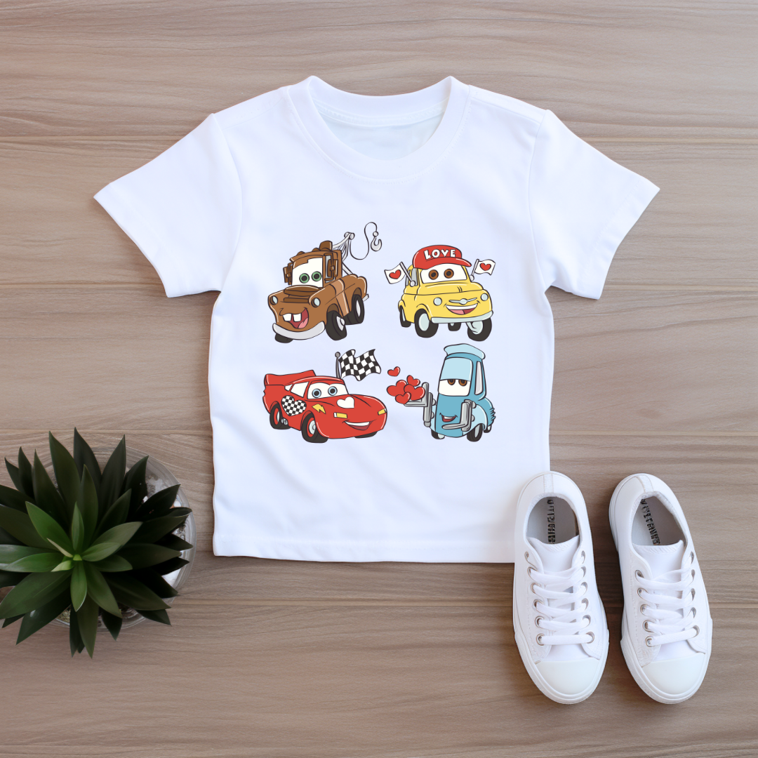 Valentine cars kids Tee shirt