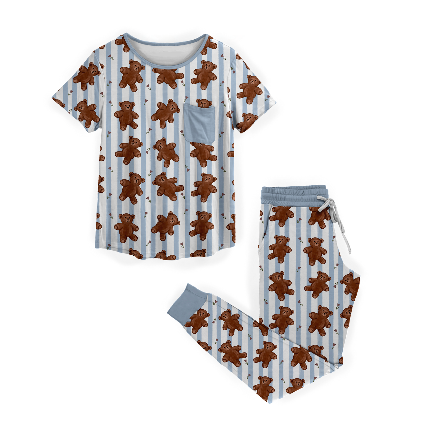 Forever and Always collection women's bamboo Pajama Set, Pocket tee, jogger pant