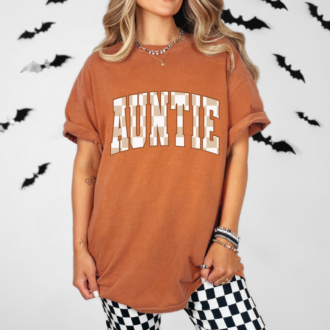 Checkered Auntie T-shirt
