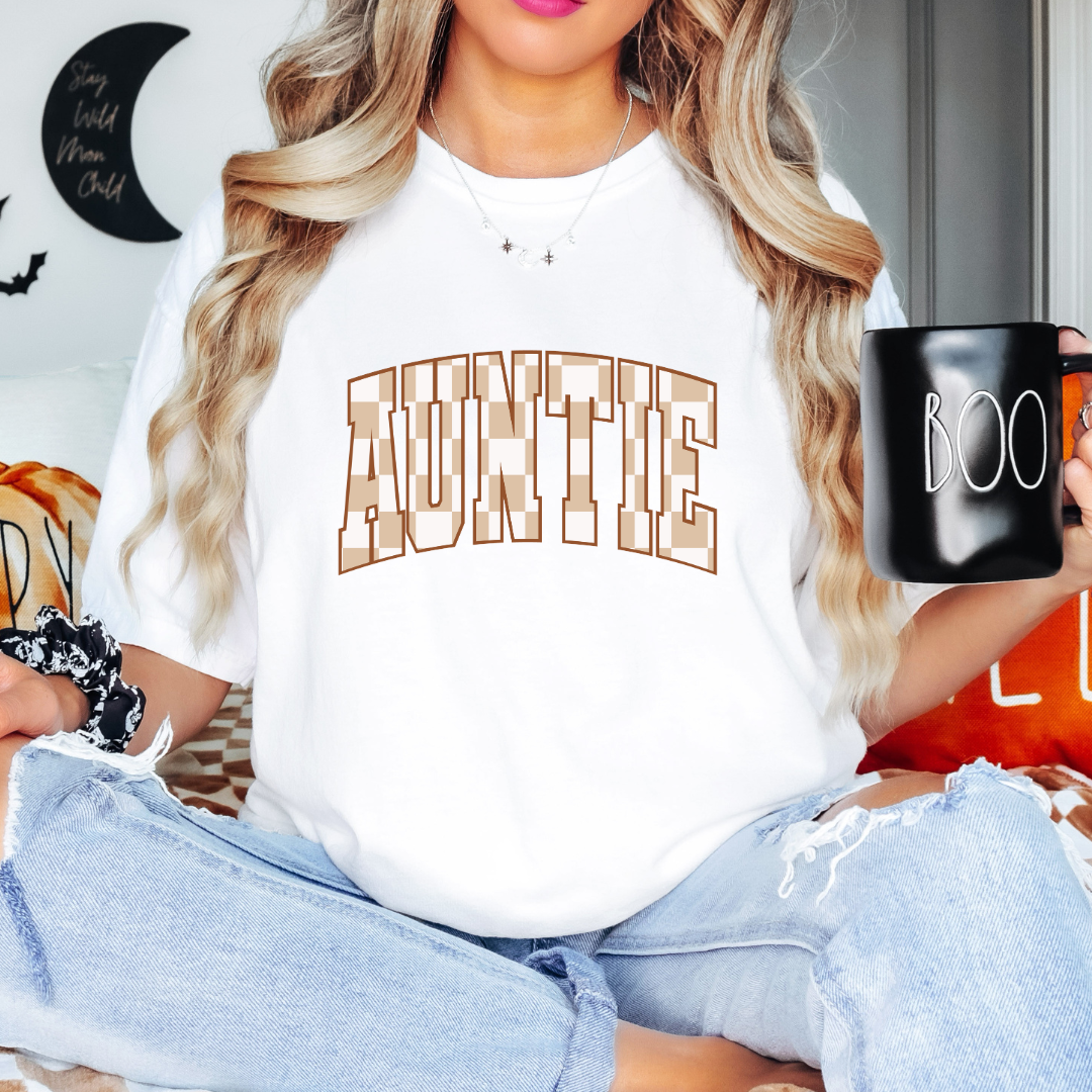 Checkered Auntie T-shirt