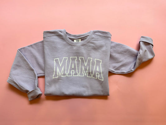 MAMA Varsity puff design crewneck sweater