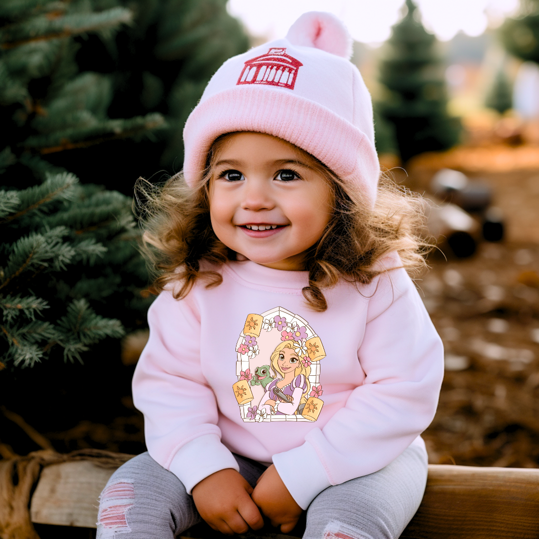 Long hair princess Graphic kids crewneck sweater