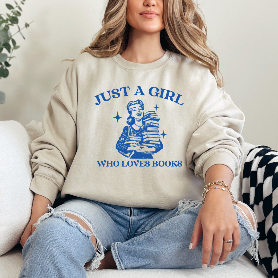 Just a girl who loves books graphic crewneck sweater