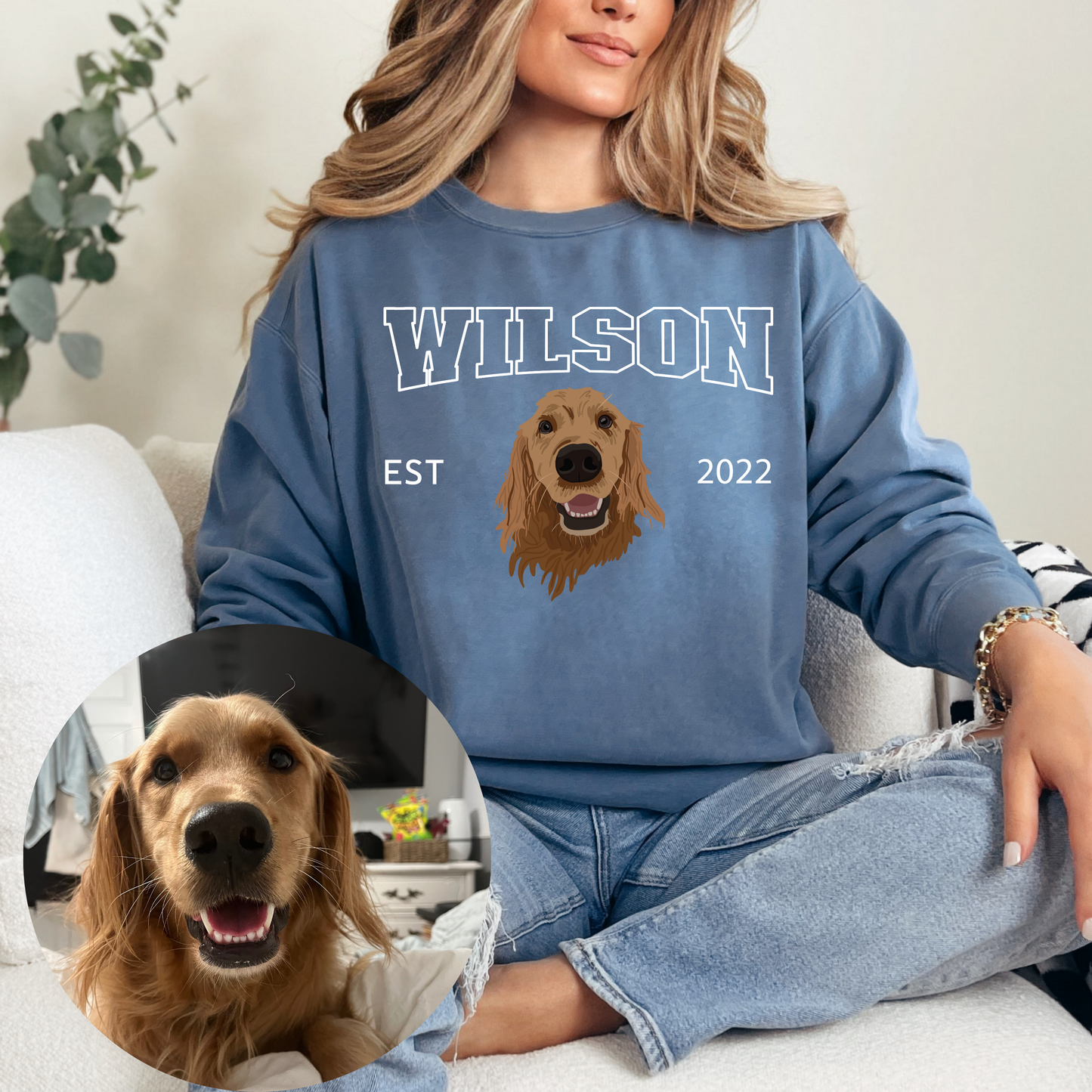 Furever Pet collection Custom Pet Portrait graphic crewneck Sweater (1 dog)