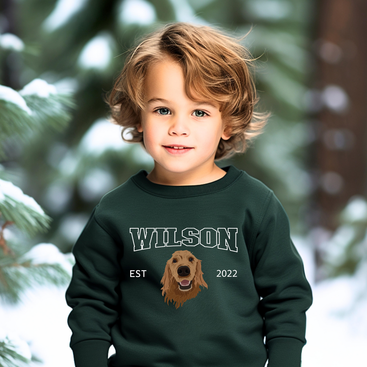 Furever Pet Collection Custom Pet Portrait graphic Kids crewneck Sweater