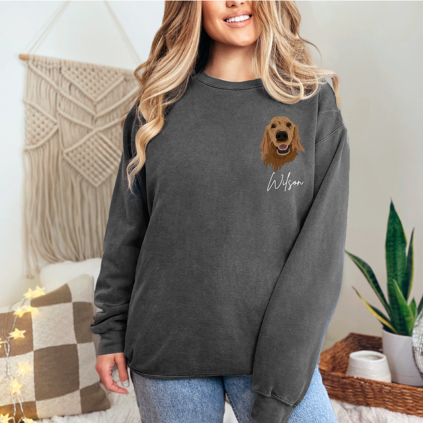 Furever Pet Collection Custom Pet Portrait POCKET graphic crewneck Sweater