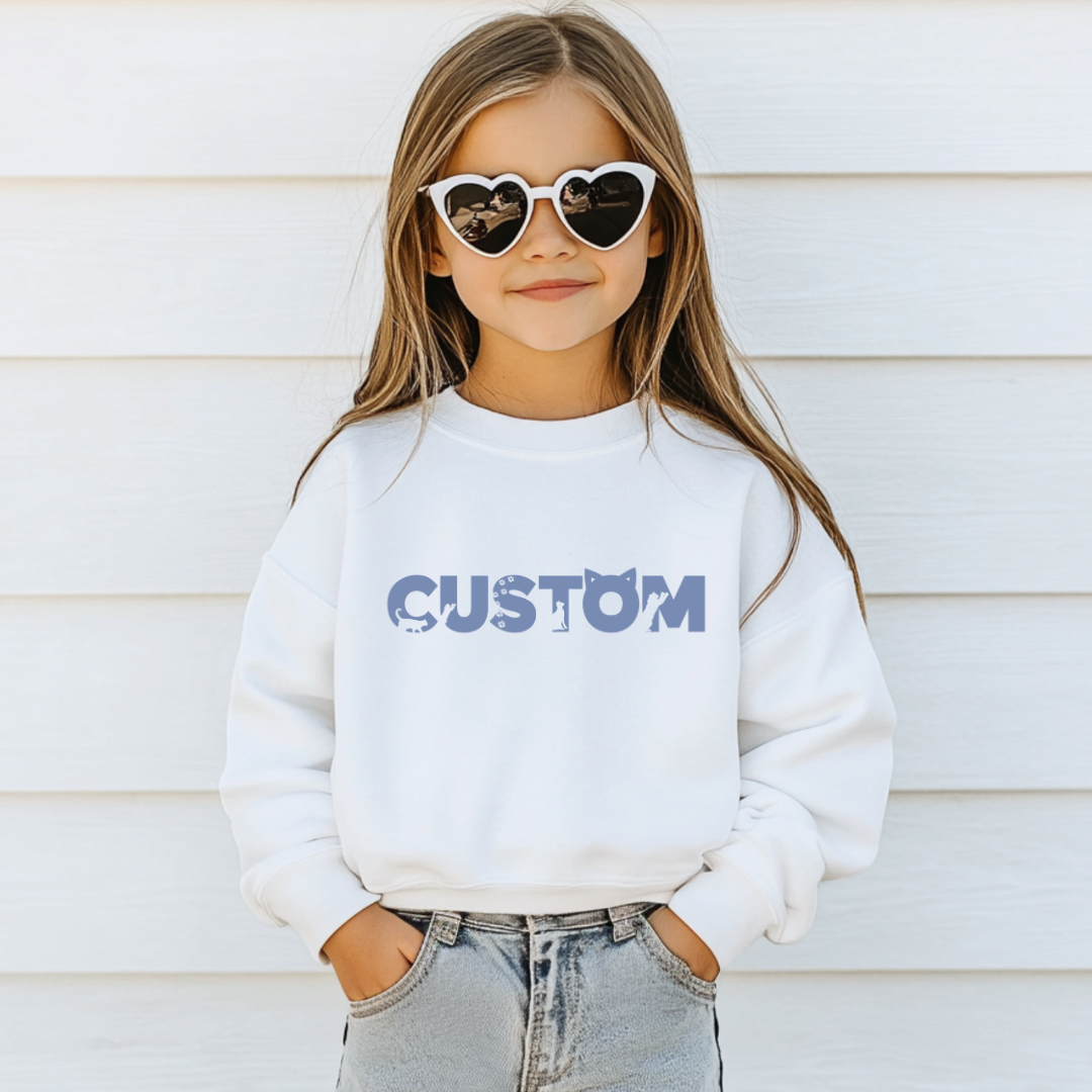 Cat Silhouette Custom name Kids crewneck Sweater
