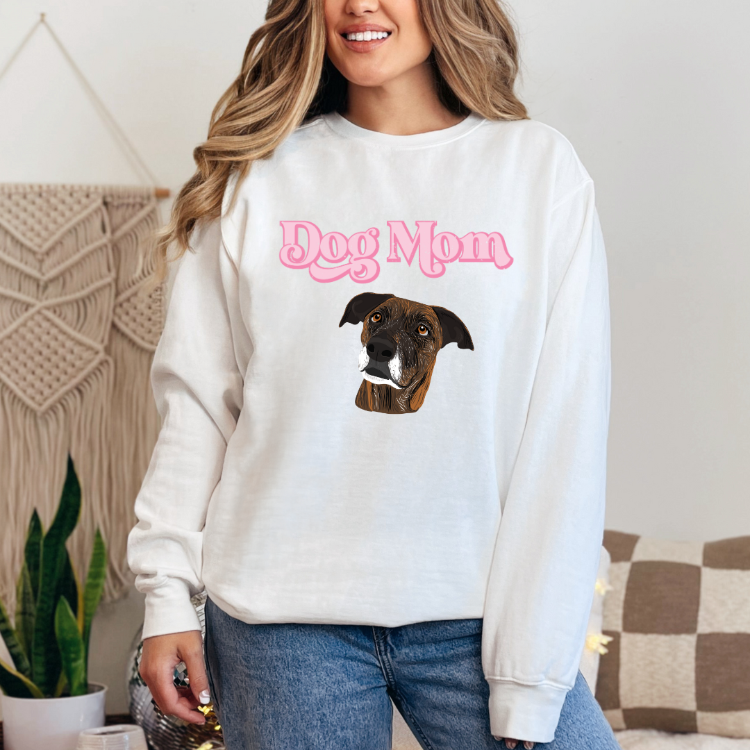 "Dog mom" Furever Pet collection Custom Pet Portrait graphic crewneck Sweater