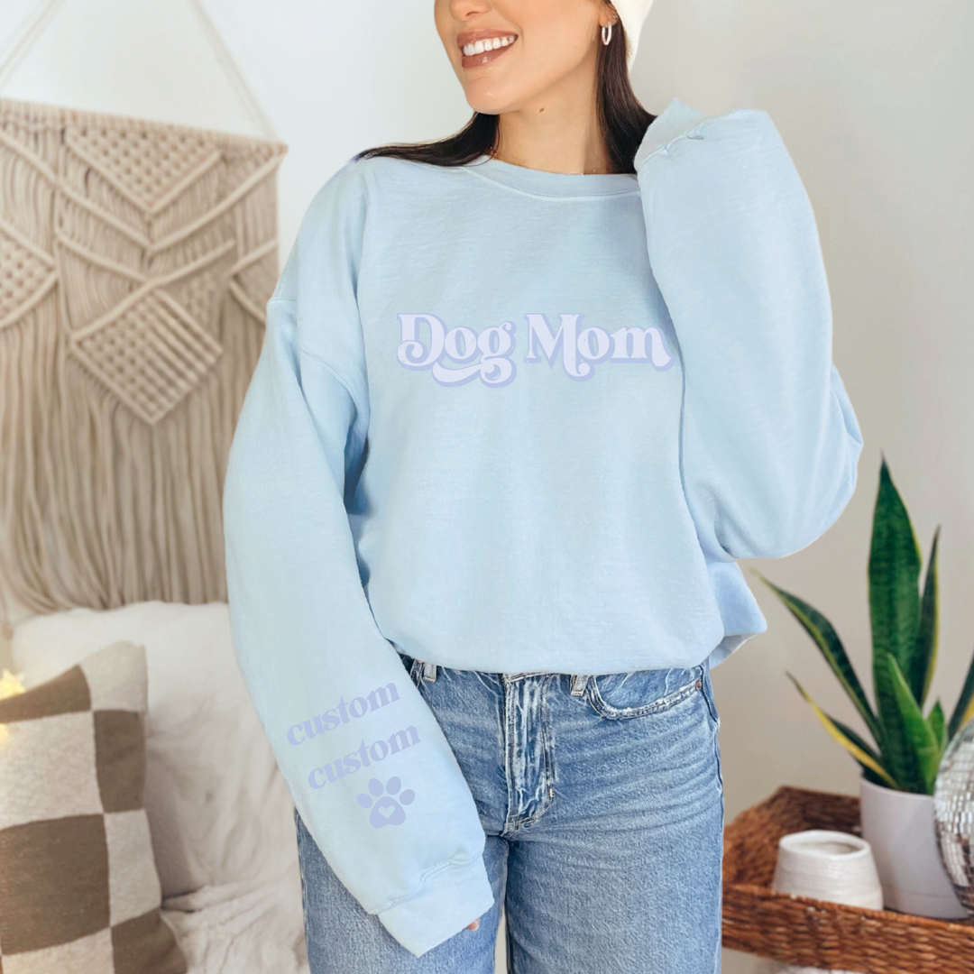 "Dog mom" Furever Pet collection Custom Pet Portrait graphic crewneck Sweater