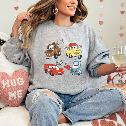 Valentine cars Ladies crewneck sweater