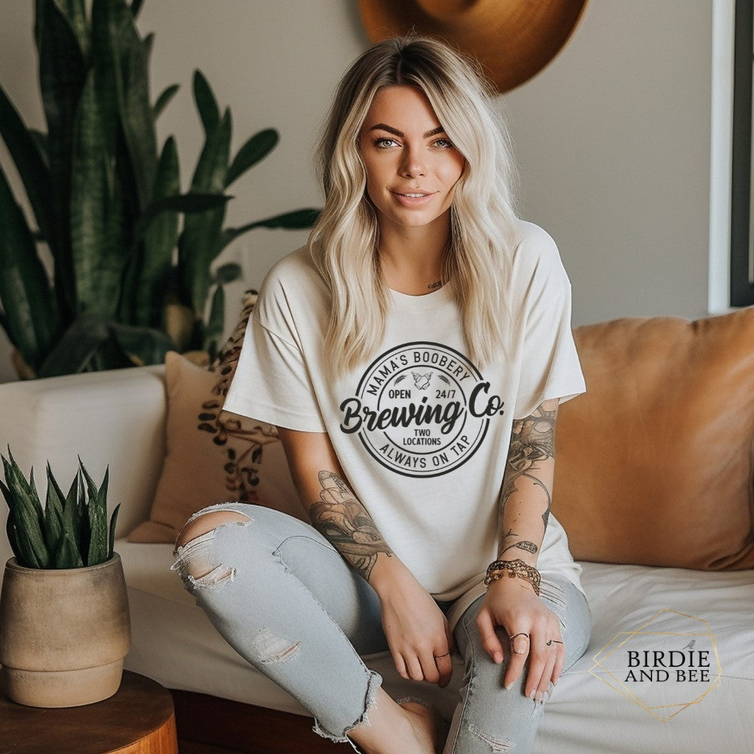 Womens Tee shirt with mamas brewing co graphic