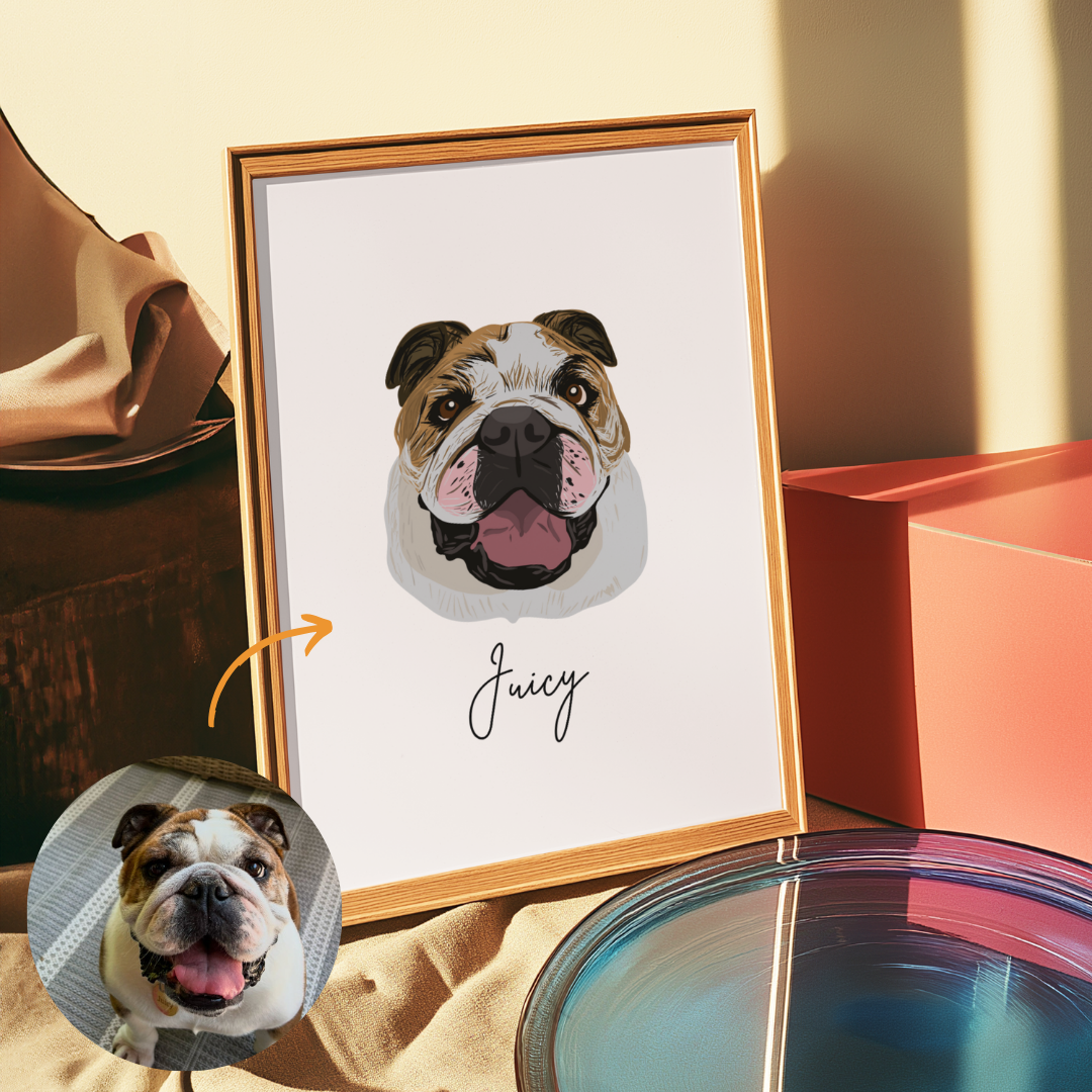 Pet Portrait Digital Print High resolution 300 DPI digital download (not a physical print)