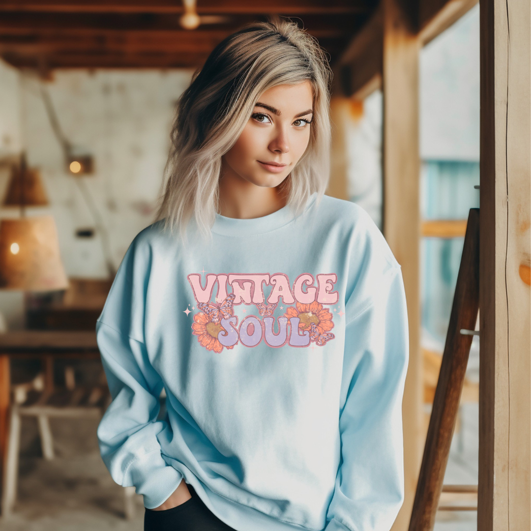 Vintage Soul Graphic Ladies Crewneck Sweater
