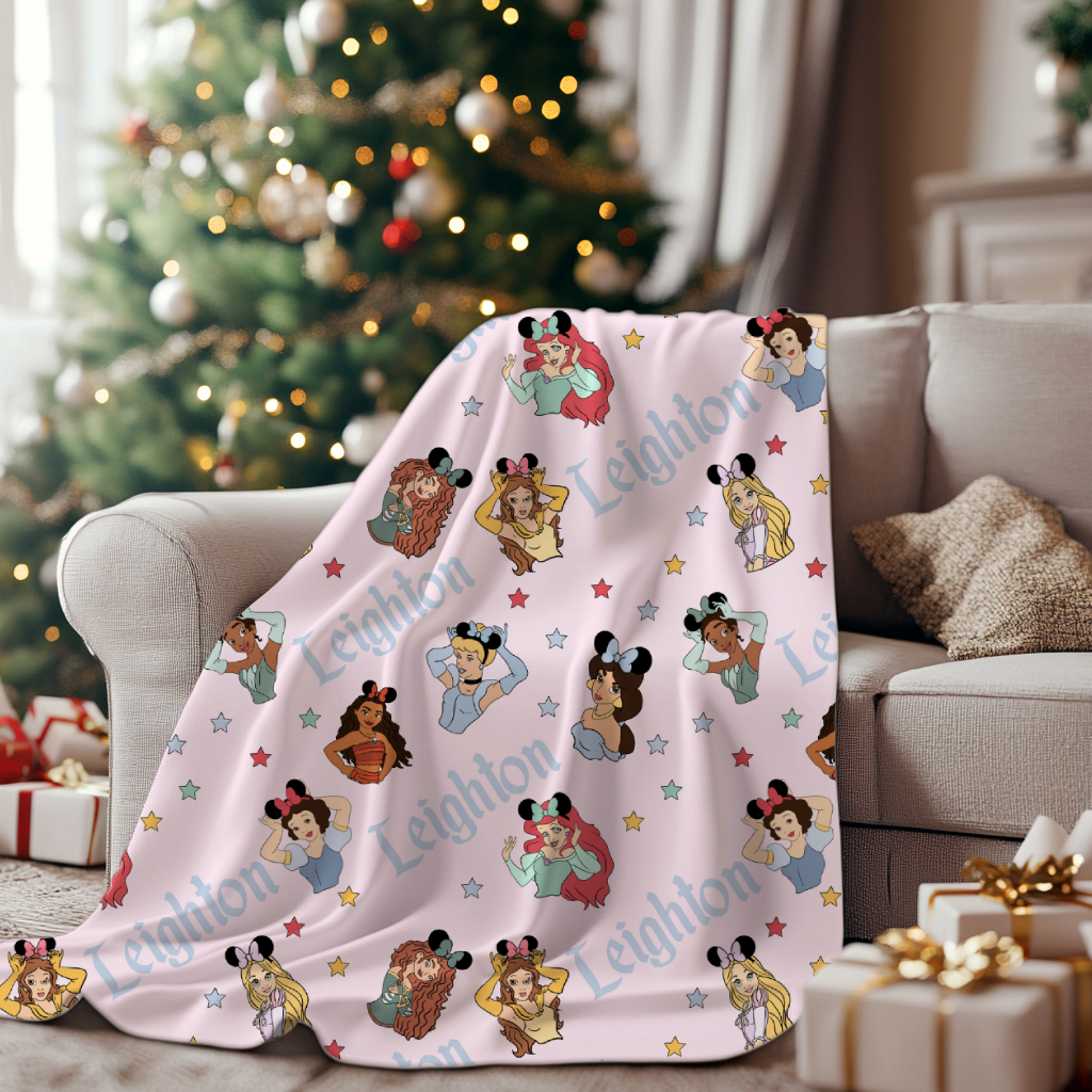 CUSTOM NAME Enchanted Collection Princesses minky blanket preorder