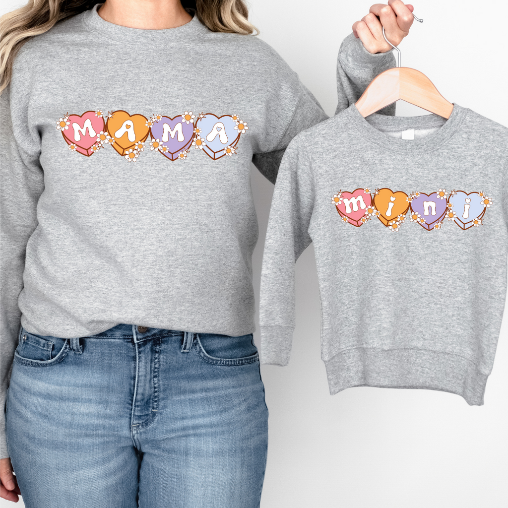 Mini Candy Heart Graphic Kids Crewneck Sweater