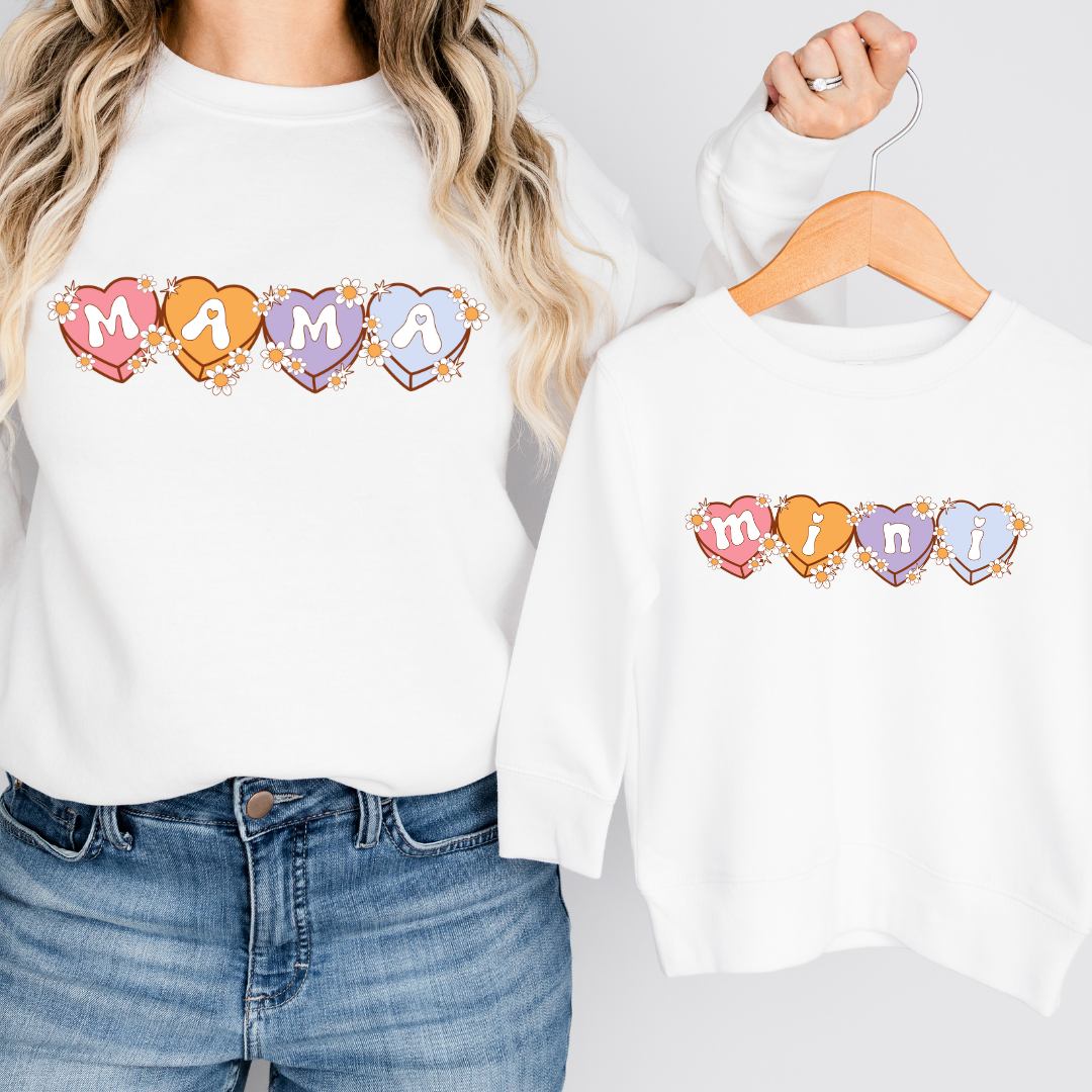 Mama Candy heart Ladies crewneck sweater