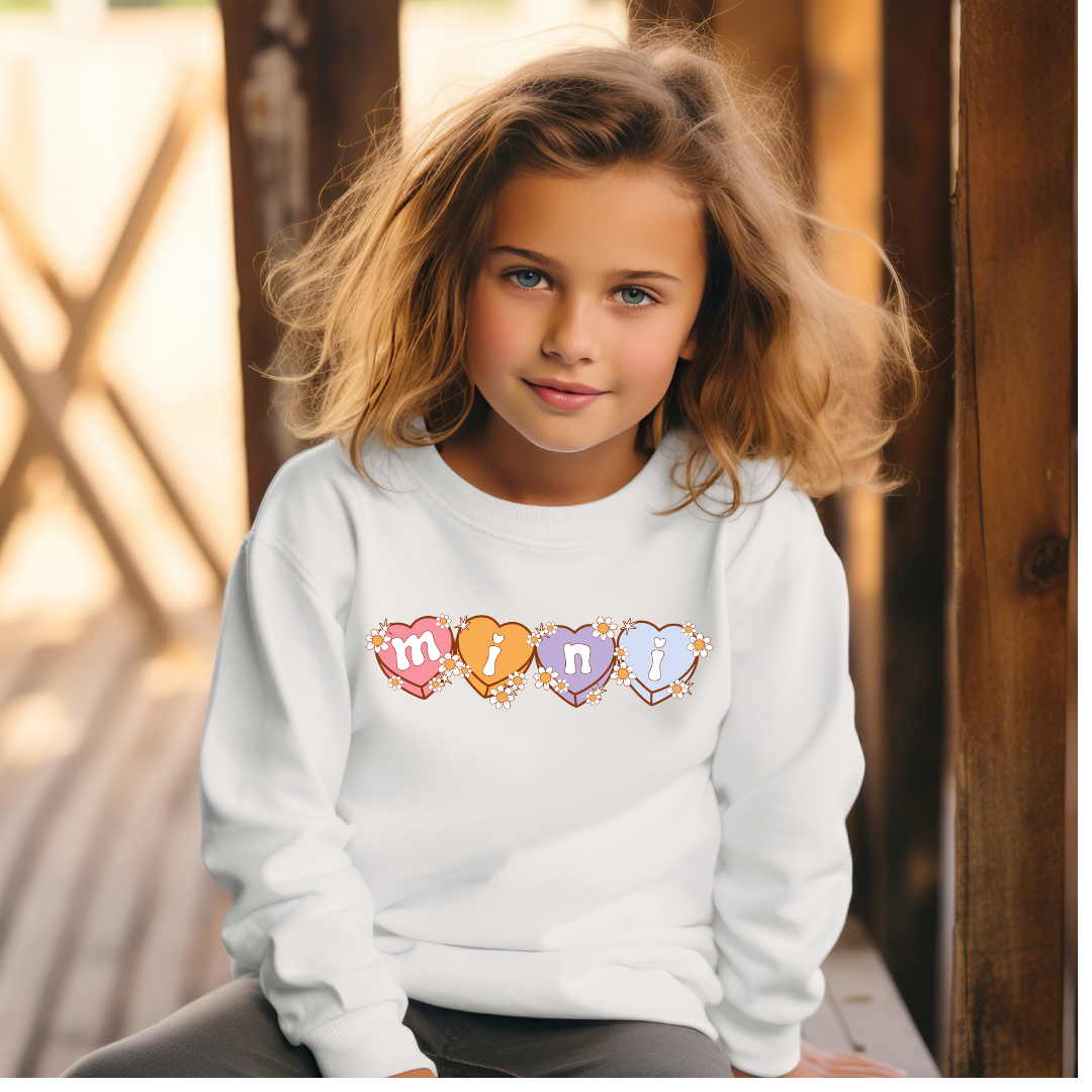 Mini Candy Heart Graphic Kids Crewneck Sweater