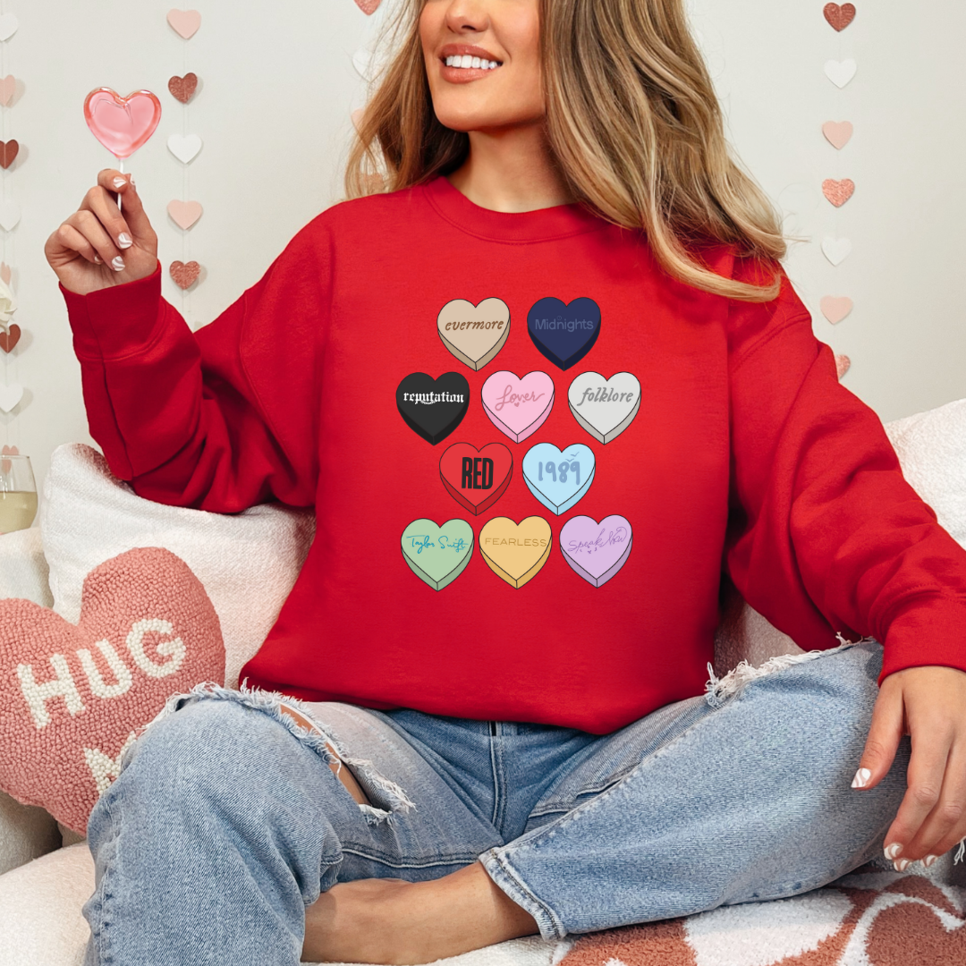 Swiftie candy heart ladies crewneck sweater