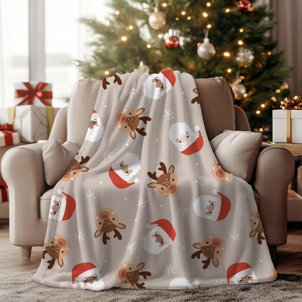 Santa & Reindeer Minky Blanket