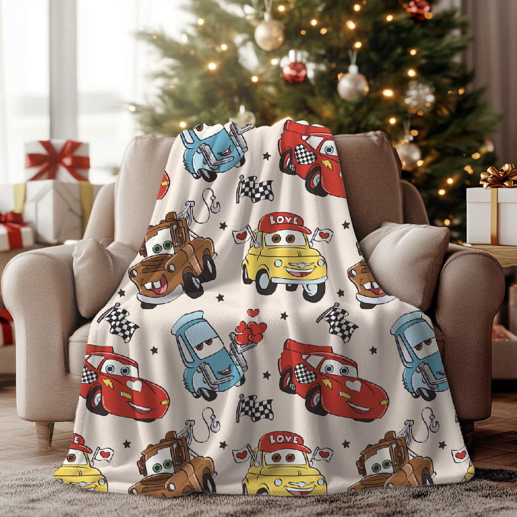 Car love light background Minky Blanket (Preorder 2 week turnaround)