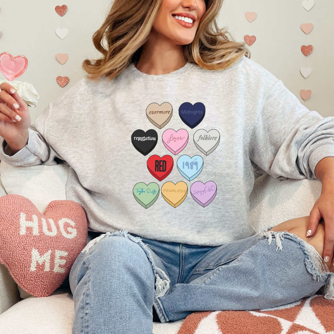 Swiftie candy heart ladies crewneck sweater