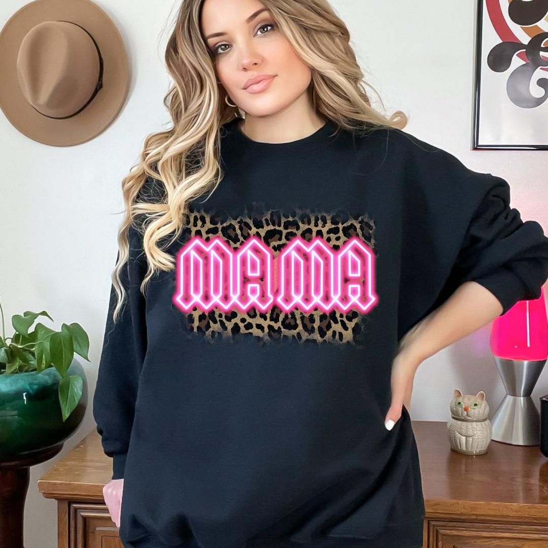 Mama leopard print Ladies crewneck sweater