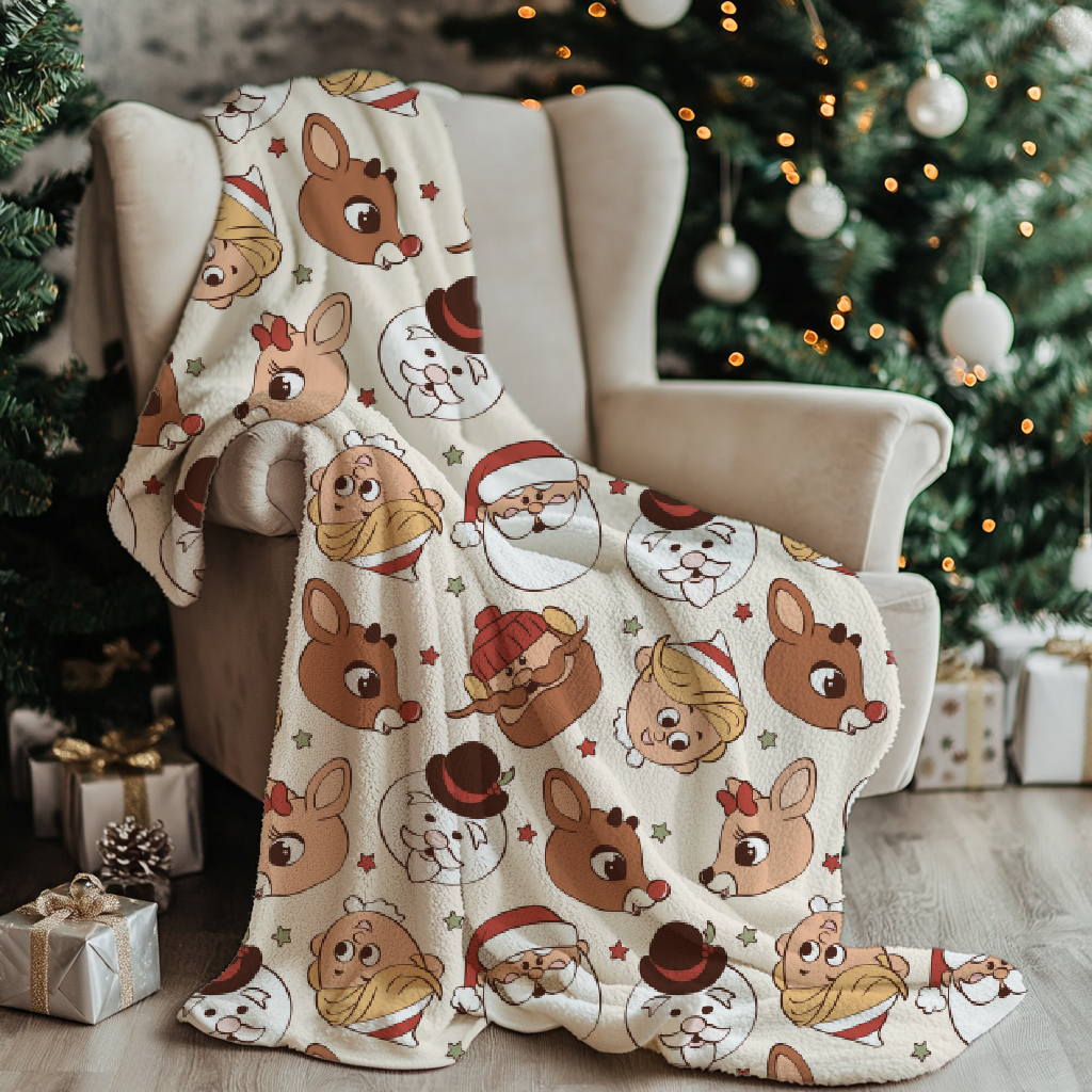 Retro Reindeer Minky Blanket