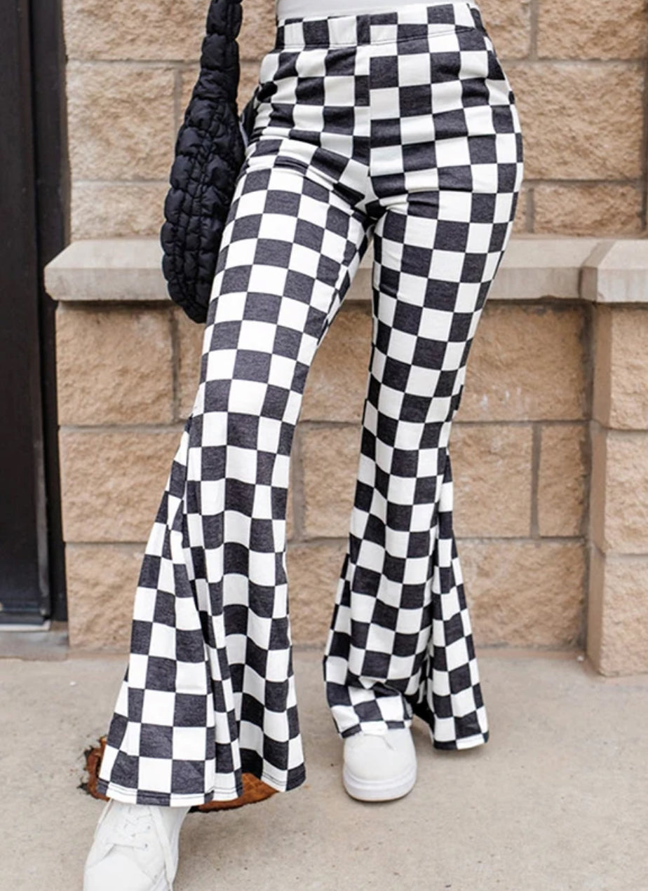 Womens Checkered Flare pants