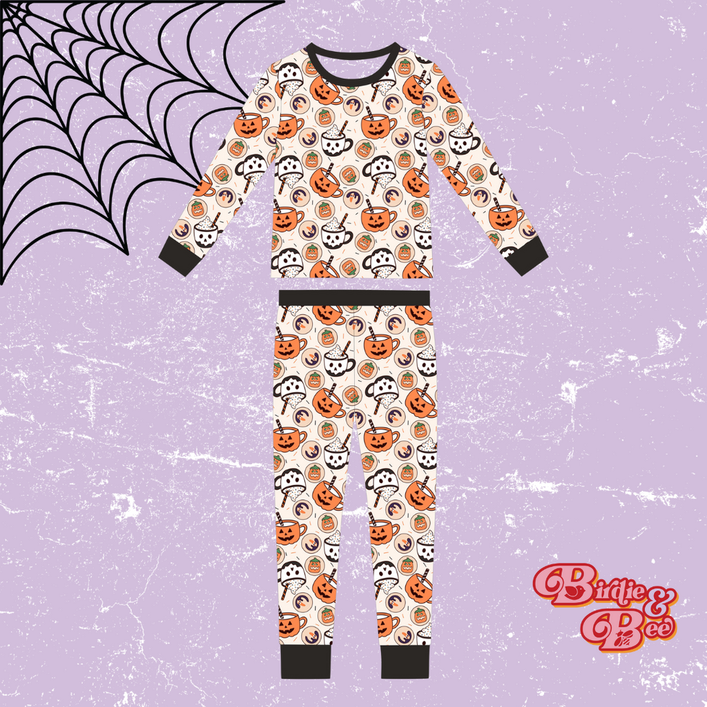 Halloween Treats Print Kids Two-Piece Bamboo Long Sleeve Pajama Set