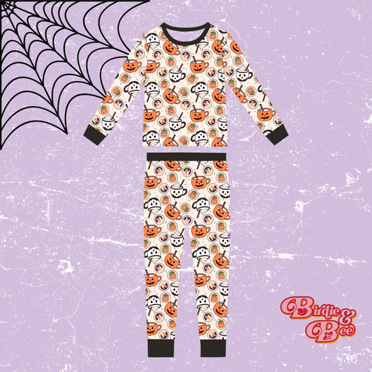 Halloween Treats print Kids Two-Piece Bamboo long Sleeve Pajama Set