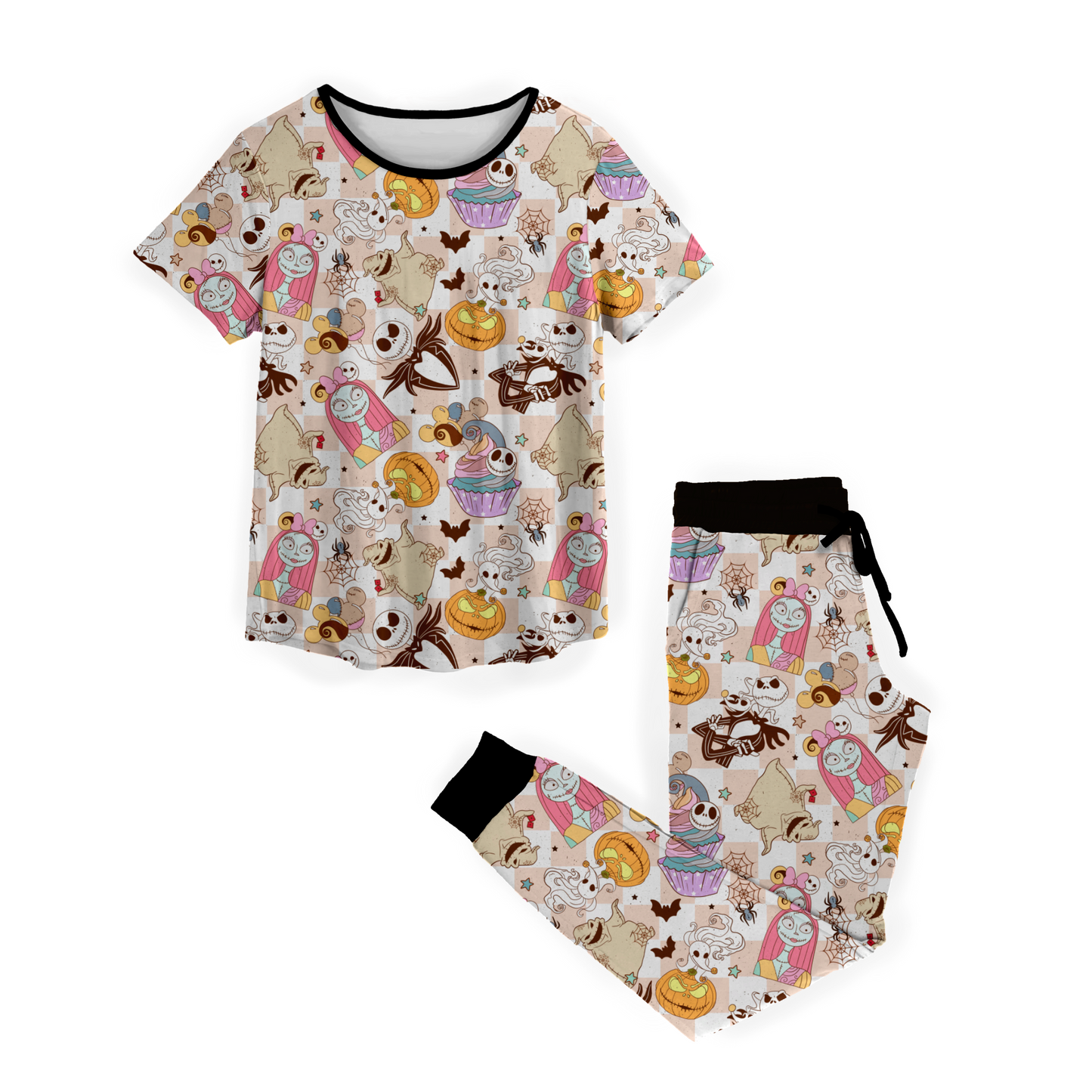 Pumpkin King Short sleeve top Jogger bottom Pajama Set (Adult)