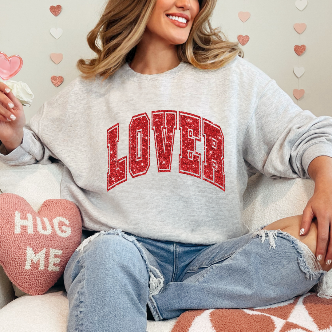 Lover Varsity Graphic Ladies Crewneck Sweater