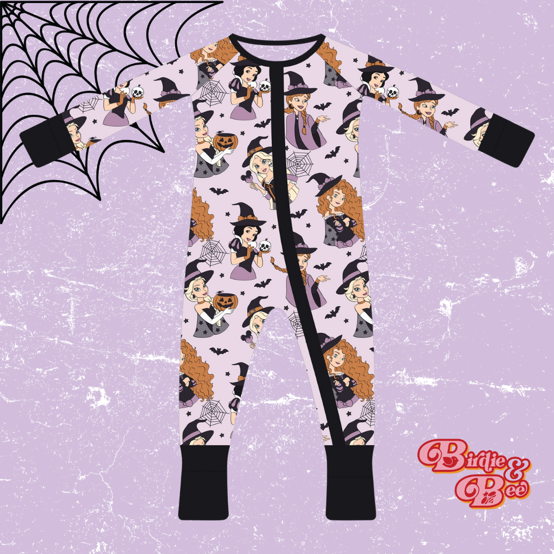 "Little Zips" Spooky Princess print Bamboo zipper pajama