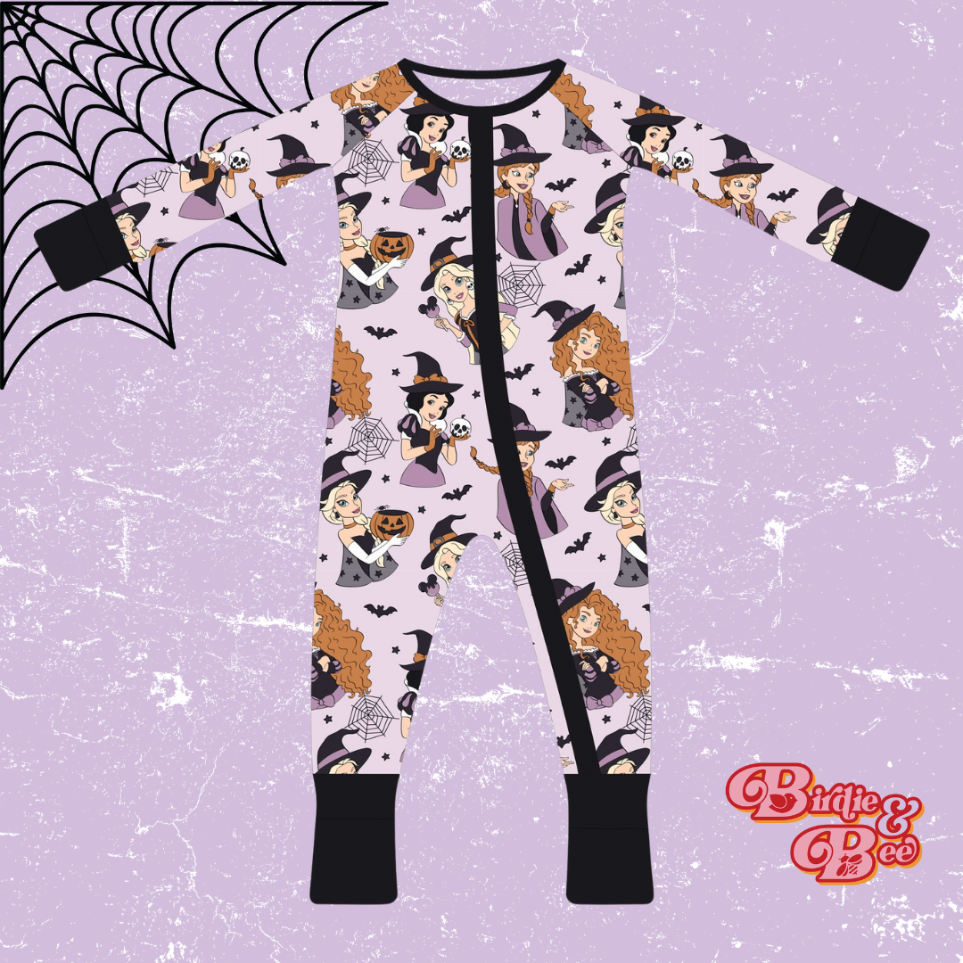 Spooky Princess Print Little Zips Bamboo Pajama