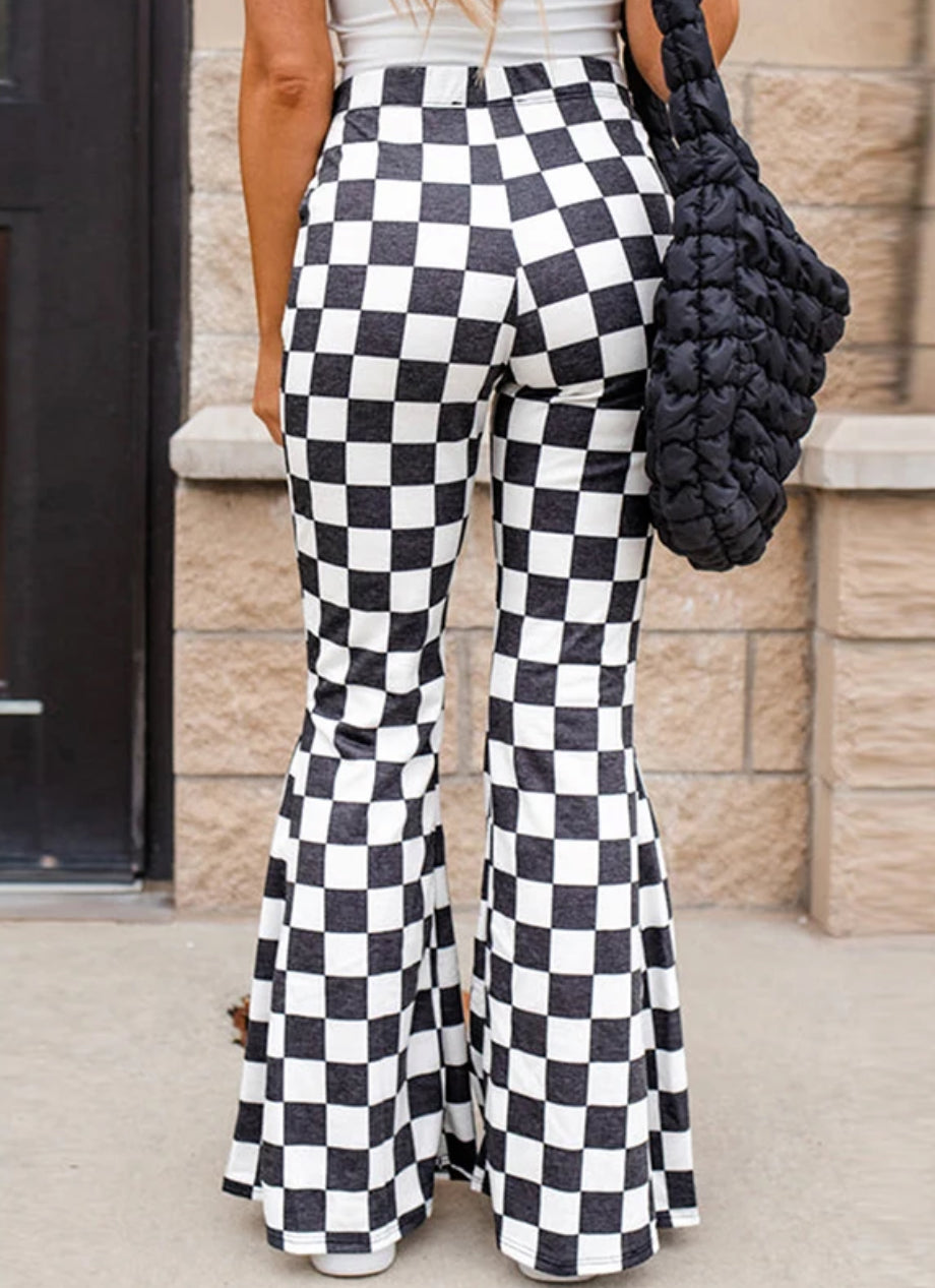 Womens Checkered Flare pants
