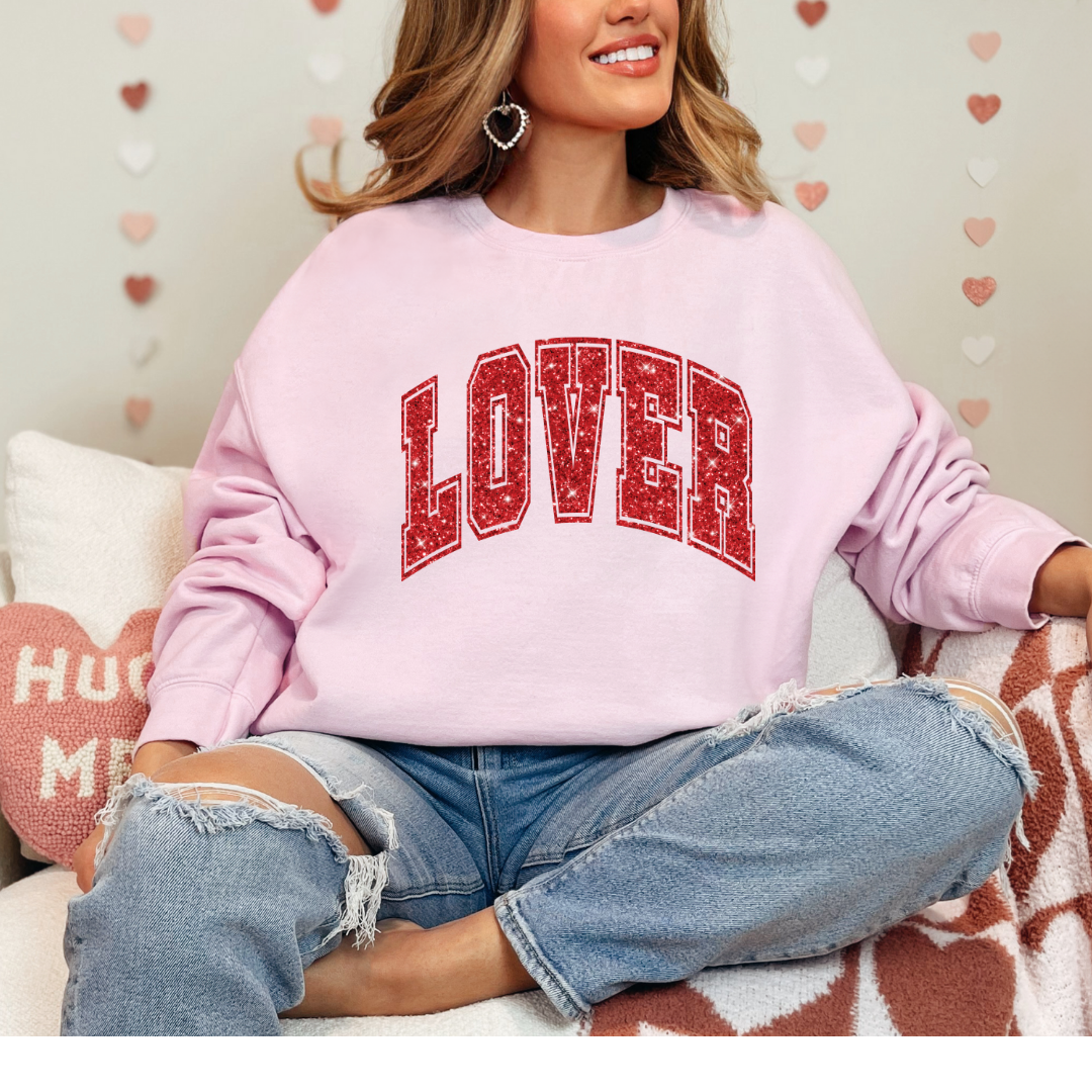 Lover Varsity Graphic Ladies Crewneck Sweater