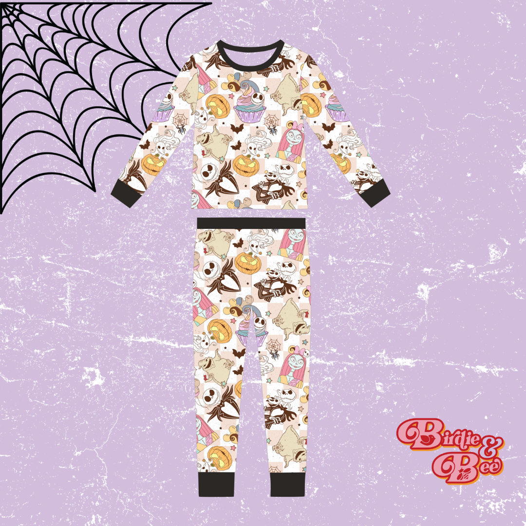 Pumpkin King print Kids Two-Piece Bamboo long Sleeve Pajama Set