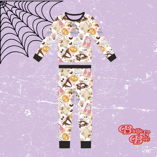 Pumpkin King print Kids Two-Piece Bamboo long Sleeve Pajama Set