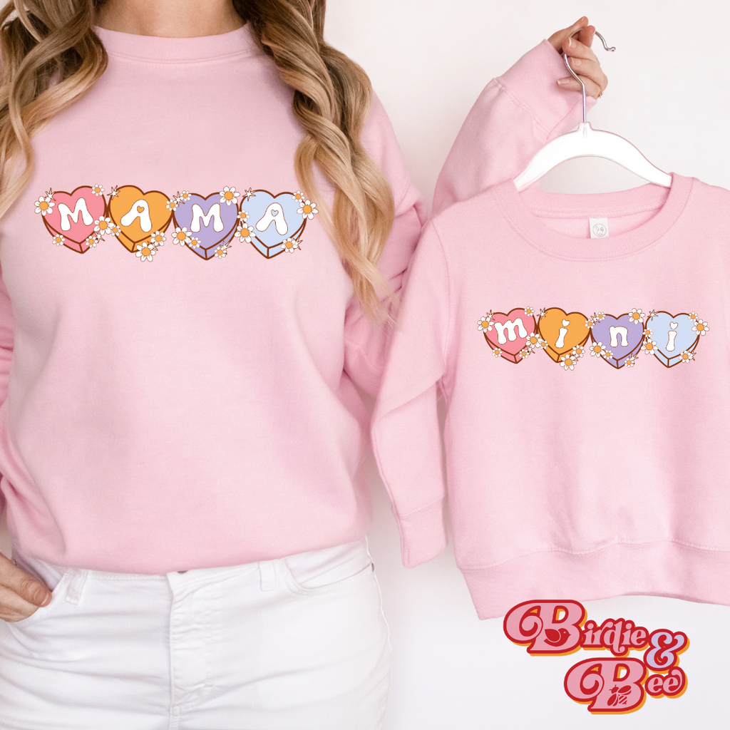 Mini Candy Heart Graphic Kids Crewneck Sweater