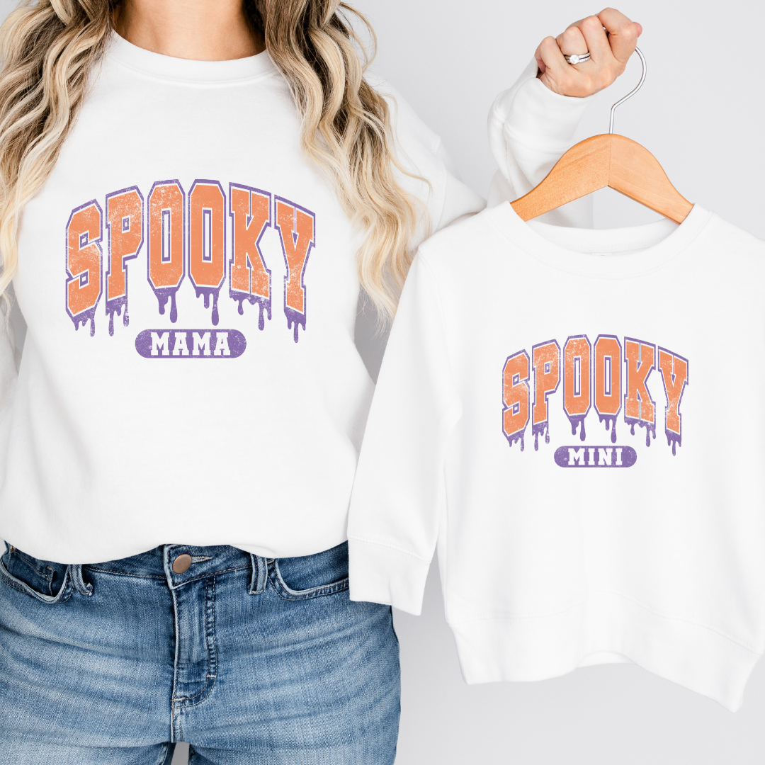 Mommy and me Spooky MAMA and MINI crewneck sweaters