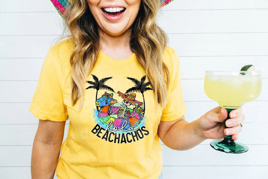 Hola Beachachos womens graphic tee shirt