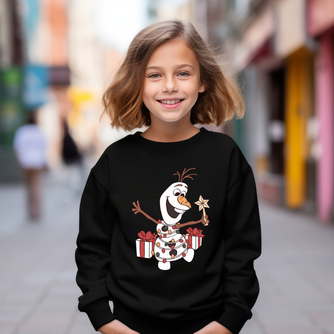 Magic Snowman Graphic Kids Crewneck Sweater