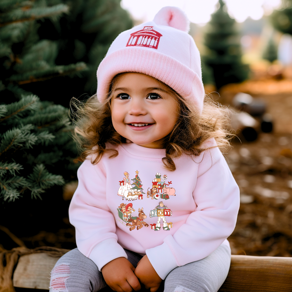 Holiday Toy Friends Graphic Kids Crewneck Sweater