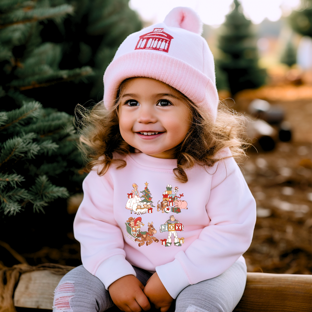 Holiday Toy Friends Graphic Kids Crewneck Sweater