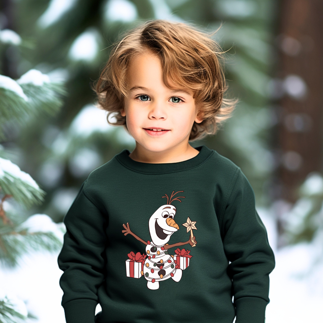 Magic Snowman Graphic Kids Crewneck Sweater