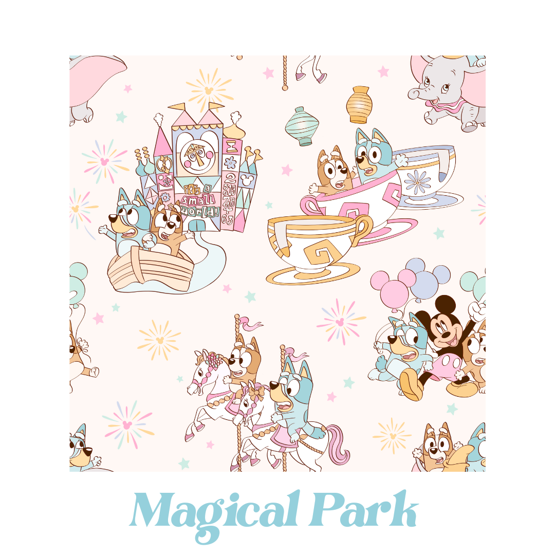 "Little Zips" Magical Park print Bamboo zipper pajama