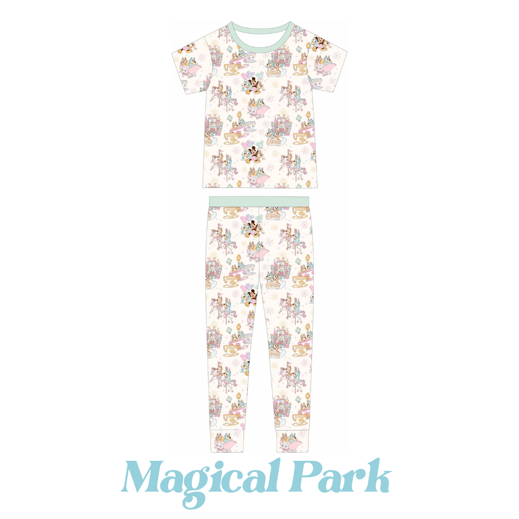 Retro Smiley Kids Two-Piece Bamboo Short Sleeve Pajama Set