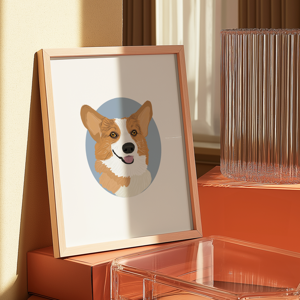 *CUSTOM* Pet Portrait Digital Illustration with Oval Background | DIGITAL FILE ONLY